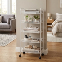 Carrito Metálico Multifuncional con Ruedas, Estante de Almacenamiento de 5 Niveles para Sala de Estar y Cocina, Carrito Organizador para Islas de Cocina