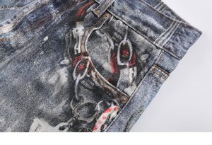 Vaqueros Rectos Holgados Distintivos de High Street para <span class=keywords><strong>Hombre</strong></span>, Estilo Vintage, Corte Real, Impresión Digital, Denim Oscuro, Populares en Primavera - Product Image 6