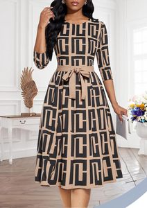 Abiti da donna midi a trapezio per la chiesa, vestito svasato con <span class=keywords><strong>maniche</strong></span> a <span class=keywords><strong>3</strong></span>/<span class=keywords><strong>4</strong></span> per feste - Product Image 3