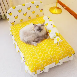 Huishoudelijke Comfortabele Handgemaakte Afneembare En Wasbare Aangepaste Luxe Huisdier Bank Hond Bank Sofa Zachte Hond Bed Kat Bed