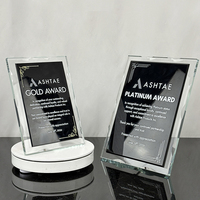 Plaque de certificat en cristal noir avec support en métal argenté MH-LJ0239