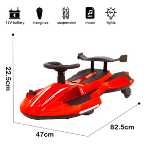 12V 4 <b>Wheels</b> Ride-On Kids Car Gravity Steering Unique Shape <b>Plastic</b> Material Music Function Ages 3-8 Unisex - Product Image 2