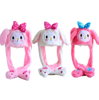 Chapeau en peluche à oreilles de lapin mobiles, en polyester et coton PP, unisexe, mignon, amusant, lumineux, accessoire de dessin animé, vente chaude