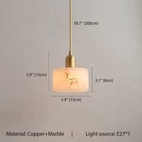 Lampe suspendue de luxe moderne MEEROSEE en cuivre massif et marbre, taille moyenne, hauteur réglable, lampe de bureau MD88140