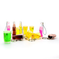 Porte-clés personnalisé en acrylique avec liquide flottant, motif bière, vin, verre, bouteille, eau