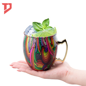 كوب من الفولاذ المقاوم للصدأ 304 سعة 12 أونصة و16 أونصة، كوب كوكتيل بتصميم جرافيتي، كوب بيرة 350 و500 مل، أدوات بار، كوب موسكو ميول للحفلات والبارات - Product Image 4