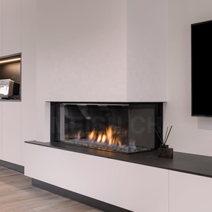 <span class=keywords><strong>Chimenea</strong></span> <span class=keywords><strong>de</strong></span> <span class=keywords><strong>Gas</strong></span> Moderna MEISU.CH <span class=keywords><strong>de</strong></span> Doble Cara Transparente con Piedra Volcánica, Tubo Empotrado en Muebles - Product Image 1