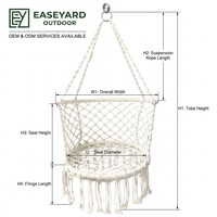 Chaise suspendue en hamac, chaise en macramé en corde de coton pour l'extérieur et l'intérieur, capacité de charge maximale de 160 kg