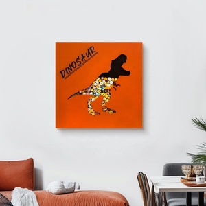 JZ grand moderne 3D dinosaure mur Art giclée abstraite affiche murale encadrée enfants chambre décor moderne imprime peinture - Product Image 4