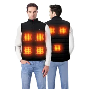 Outdoor rechargeable lithium battery electric heated vest with zipper for men and women thermal heated vest