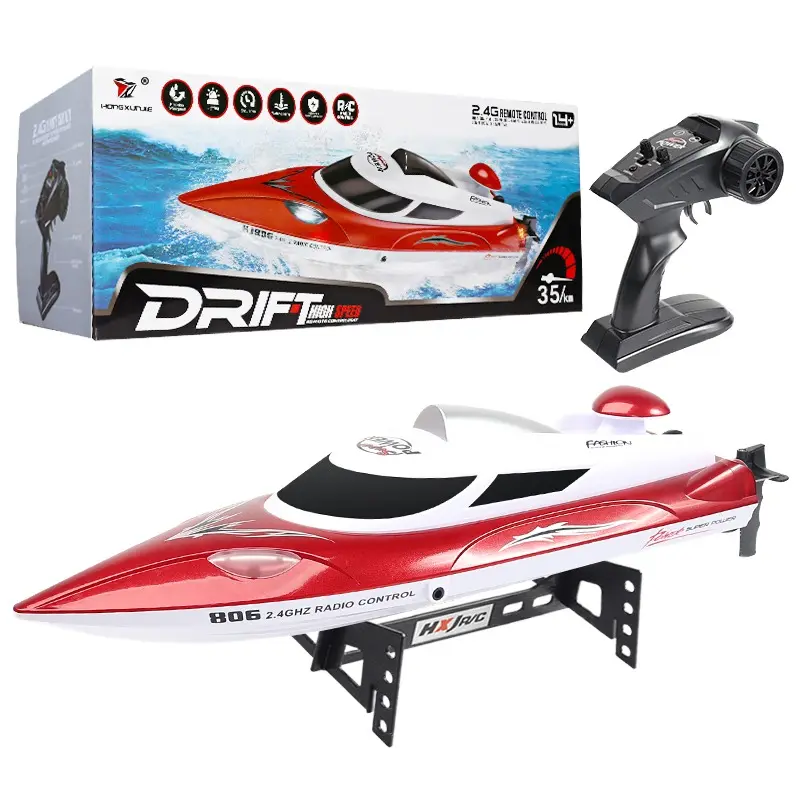 HJ806 2.4G Remote Control Boat Water Toys 35km/h High SpeedBoat Great Kids Gift RC High Speed Boat for Swimming Pool and Lake