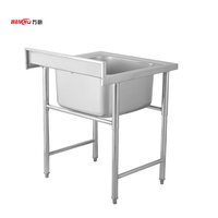 Évier utilitaire extérieur en acier inoxydable, design industriel fait main, surdimensionné, carré, à poser, à cuve unique, certifié NSF Eco Storage