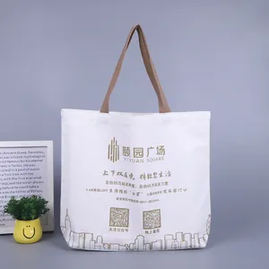 Large Custom Logo Printed Canvas Tote Bag With Cotton Handle For Gift And Promotion Shopping For Shopping Category