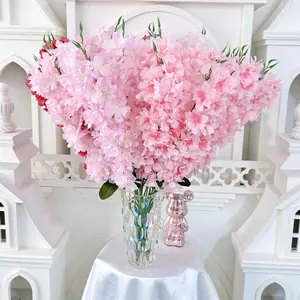70 cm 5 Köpfe Seidenstoff-Blumensträuße künstliche Kirschblüten für Inneneinrichtung Hochzeit Dekoration