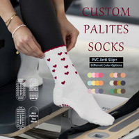 Chaussettes de yoga et de pilates personnalisées pour femmes, en coton doux, jacquard, mignonnes, antidérapantes, pour le sport