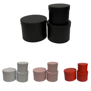 مجموعة علب هدايا دائرية فارغة بدون شعار عالية الجودة مكونة من 3 قطع مع حبل للحمل - متوفرة في المخزون وتقبل التخصيص - Product Image 2