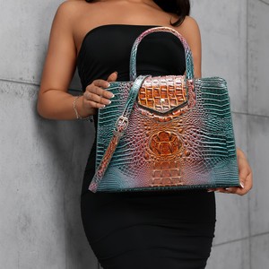 Bolso Bandolera Estilo Brahman Retro, Bolso de Mano con Patrón de Cocodrilo Colorido para Mamá, Plataformas de Comercio Electrónico - Product Image 2