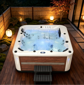 Bain à remous carré autoportant DEWO, <span class=keywords><strong>jacuzzi</strong></span> 5 places avec 63 jets de massage et purification à l'ozone pour le bien-être en <span class=keywords><strong>extérieur</strong></span> - Product Image 1