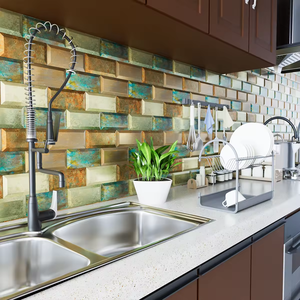 Peel and Stick Backsplash Metro Azulejo Metal Texturizado Panel de pared 3D - Product Image 4