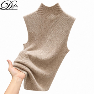 <span class=keywords><strong>Gilet</strong></span> en maille sans manches pour <span class=keywords><strong>femme</strong></span>, col roulé, mélange cachemire et <span class=keywords><strong>laine</strong></span> mérinos, coupe ajustée, idéal comme sous-vêtement pour le printemps - Product Image 1