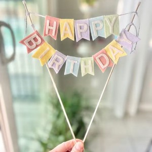 Hiasan Kue Ulang Tahun Pelangi dari Kain Felt, Spanduk <span class=keywords><strong>Mini</strong></span> Warna-warni, Dekorasi Topper Cupcake, Bendera Garland, untuk Anak Laki-laki Perempuan, <span class=keywords><strong>Baby</strong></span> Shower - Product Image 1
