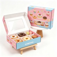 Kartonnen doos met transparant deksel voor cake, gebak, dessert, bakkerij, kleine bedrijven, met aangepaste logo kaasgebak verpakking, voedselveilig kraftpapier.