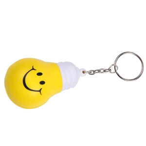 Promotional Hot Selling Wholesale Light Bulb Shape Key Chain Stress Ball Custom Logo Pu Foam Key Chain