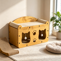 Arbre à chat moderne de luxe, tour à chat d'intérieur, griffoir, maisonnette pour chat, jouet en carton, 1 niveau, assemblage facile