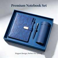 Articles cadeaux promotionnels de luxe en gros : ensemble cadeau d'affaires personnalisable avec carnet, stylo et bouteille isotherme