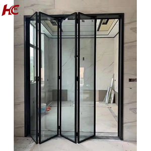 防飓风铝热断裂型材双层玻璃折叠门防水高轨道双折门 - Product Image 1