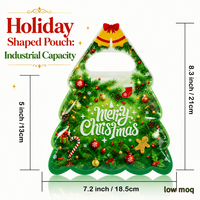 Pochette refermable à fermeture éclair en plastique, avec fenêtre transparente et motif arbre de Noël découpé en étoile, pour emballage de biscuits, bonbons, gâteaux et cadeaux