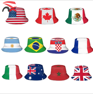 Custom Design 2026 Football Game Fans Polyester-cotton Country Flag Fisherman Hats for Cheering