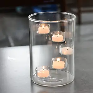 Clear Cylinder Glass Tube Candle Holder for Pillar Candles Table Centerpiece Decorations Dining Room Wedding Party