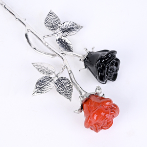 Rose sculptée en cristal de Reiki, double tête, argentée, pour la Saint-Valentin et cadeau de la fête des Mères (vente en gros) - Product Image 4