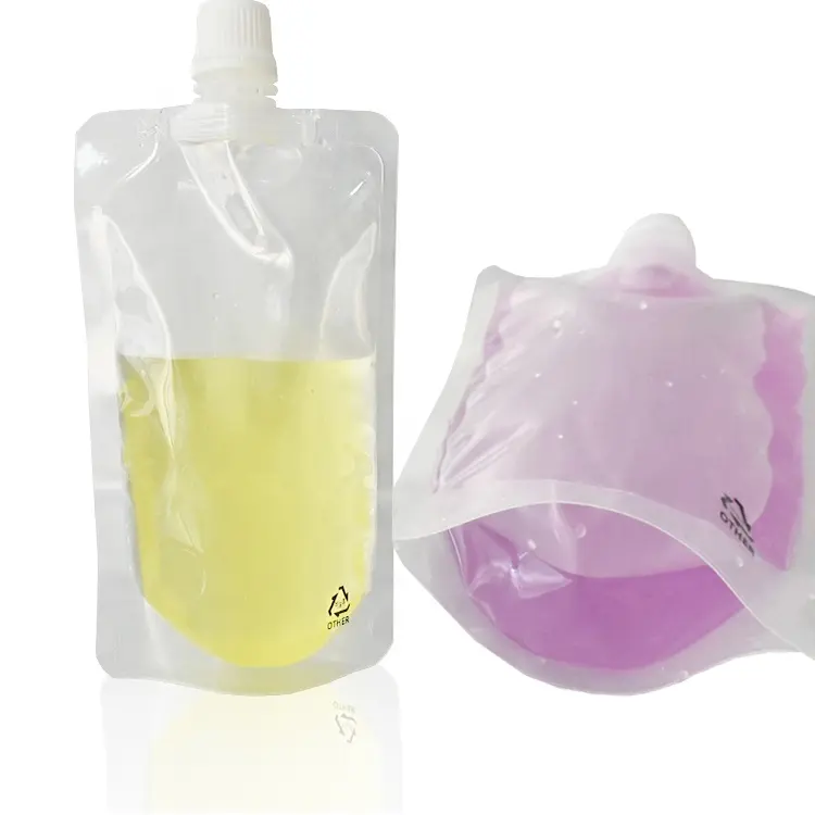 100ml 200ml Plastik verpackungs tasche flacher transparenter Ausguss beutel