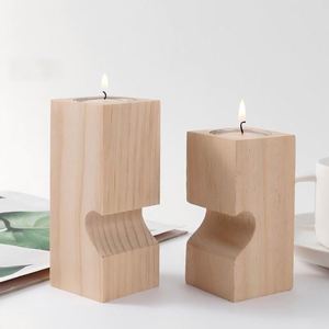 Manufacture Hot-Selling Solid Wood Heart-Shaped <b>Candle</b> Holder Stand Atmosphere Polished Finish Home Decor Gift - Product Image 4