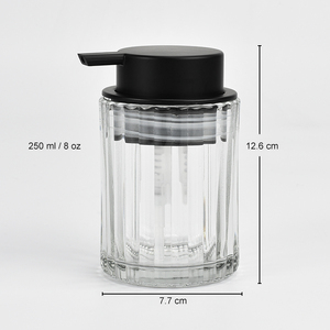 250 ml 8 <span class=keywords><strong>oz</strong></span> ישר גלילי אנכי פס זכוכית נוזל סבון Dispenser עם מט שחור גדול פלסטיק משאבת קרם - Product Image 5