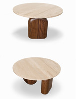 Table basse en bois massif nordique Dreamhause, plateau en marbre, table basse moderne, salon, meubles de maison