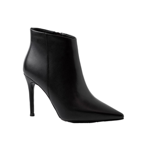 Botas de invierno para mujer, Botines de tacón alto de PU negros con punta de Punta personalizada para mujer - Product Image 1