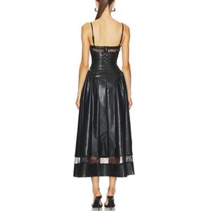 Robe midi en dentelle personnalisée de haute qualité pour femmes, avec fermeture éclair dissimulée au dos, sans manches, taille cintrée, pour femme - Product Image 2