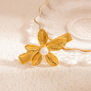 กิ๊บติดผมทำจากสเตนเลสสตีลประดับพลอยเทียมรูปดอกไม้สำหรับผู้หญิง FS71021ประจำวัน - Product Image 3