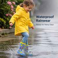 Bottes de pluie durables en caoutchouc naturel pour enfants, imperméables, avec poignée portable, chaussures d'extérieur pour enfants, style amusant à motifs d'animaux