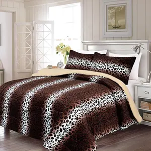 Фланелевая ткань в продаже, дешевый Леопардовый принт, 3 шт., Роскошный королевский комплект одеял большого размера Borrego