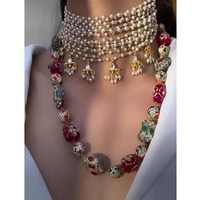 Parure de collier et ras-de-cou de mariée élégante et raffinée, multi-couches, en Kundan lourd plaqué or, style Mala, pour femme, bijoux de mariage et de fête
