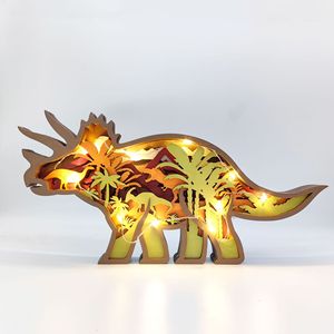 Uionen New Carved Wooden Animal <b>Crafts</b> Creative Home Office Desktop Decorations Wooden Dinosaur Ornaments - Product Image 4