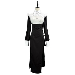 Disfraz de Monja Sexy Negro Zixiao, Vestido de Cosplay de Manga Larga, Traje de Enfermera o Sirvienta para Halloween - Product Image 4