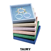 Plateau de rangement pour bijoux en velours carré multicolore en gros, plateau de présentation de bijoux, plateau à bijoux haut de gamme, logo personnalisé, vente en gros