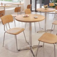 Ensemble table et chaises de café rondes de style vintage, avec plateau en PU façon planche de mer, mobilier de restaurant pour café et restaurant