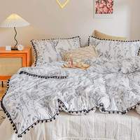 Ensemble de housse de couette en microfibre tuftée, résistante aux taches, luxueuse, respirante, douce au toucher, de qualité supérieure, pour appartement de vacances