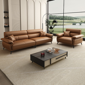 Sofa văn phòng đơn giản hiện đại Bàn cà phê đặt kinh doanh da văn phòng sofa khu vực văn phòng sử dụng tiếp tân phòng tiếp tân - Product Image 3